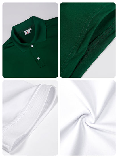 Collage of a green polo shirt with close-up details on fabric texture and collar.