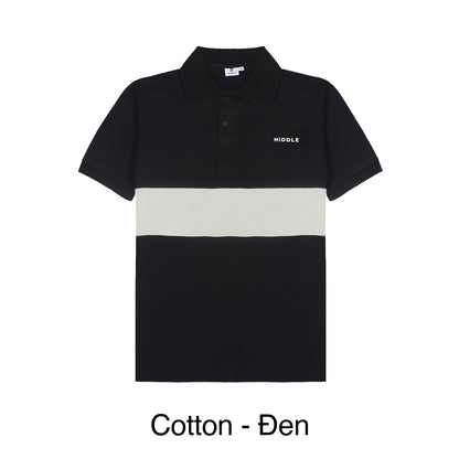 Black and white polo shirt with 'HIDDLE' branding on a white background