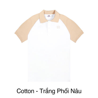 Beige and white long-sleeve shirt on a white background