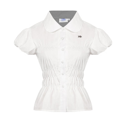 White polo shirt with a collar on a white background