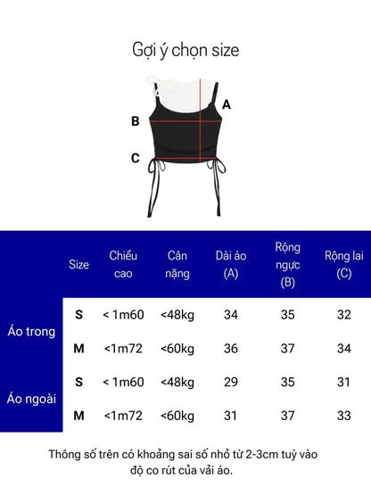Measurement chart for choosing the right size of a garment with dimensions labeled.