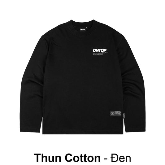 Black long-sleeve shirt with a brand logo on a white background