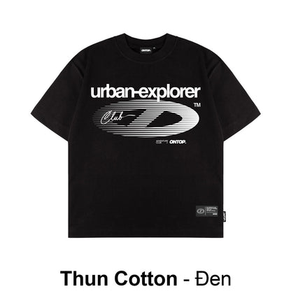 Black t-shirt with 'urban-explorer Club' logo on a white background