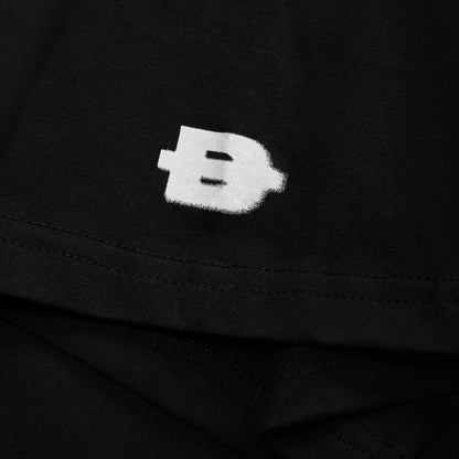 Black hoodie with a white logo on a black background
