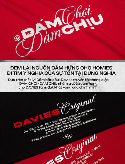 Promotional poster with text and branding elements on a red and black background