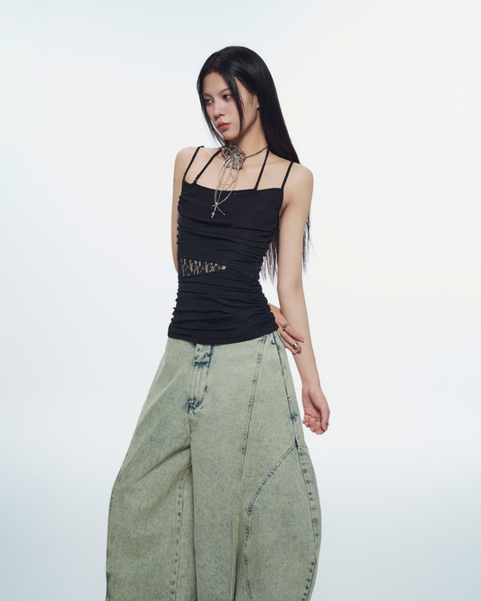 Aysel Lace Panel Top in black
