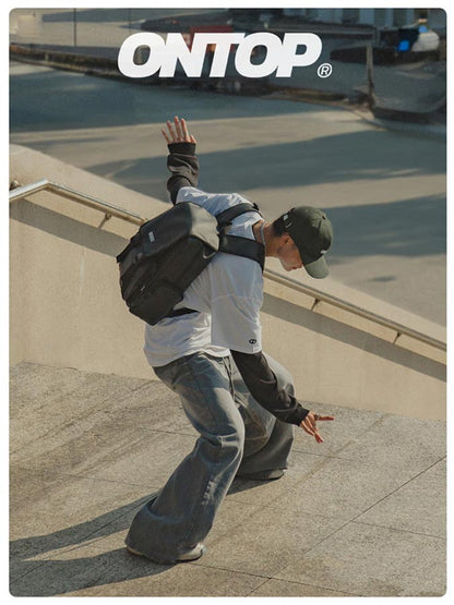 Person skateboarding with 'ONTOP' branding in the background