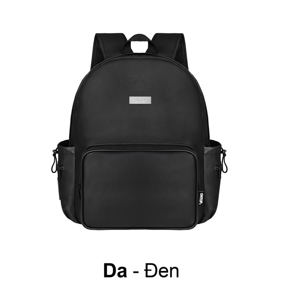 Black backpack on a white background