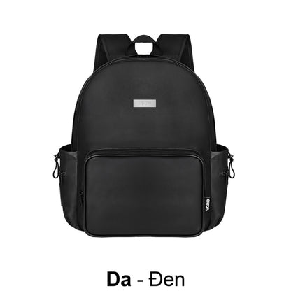Black backpack on a white background