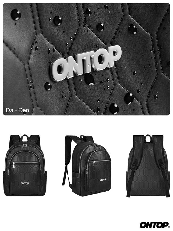 Black backpacks with 'ONTOP' branding on a white background