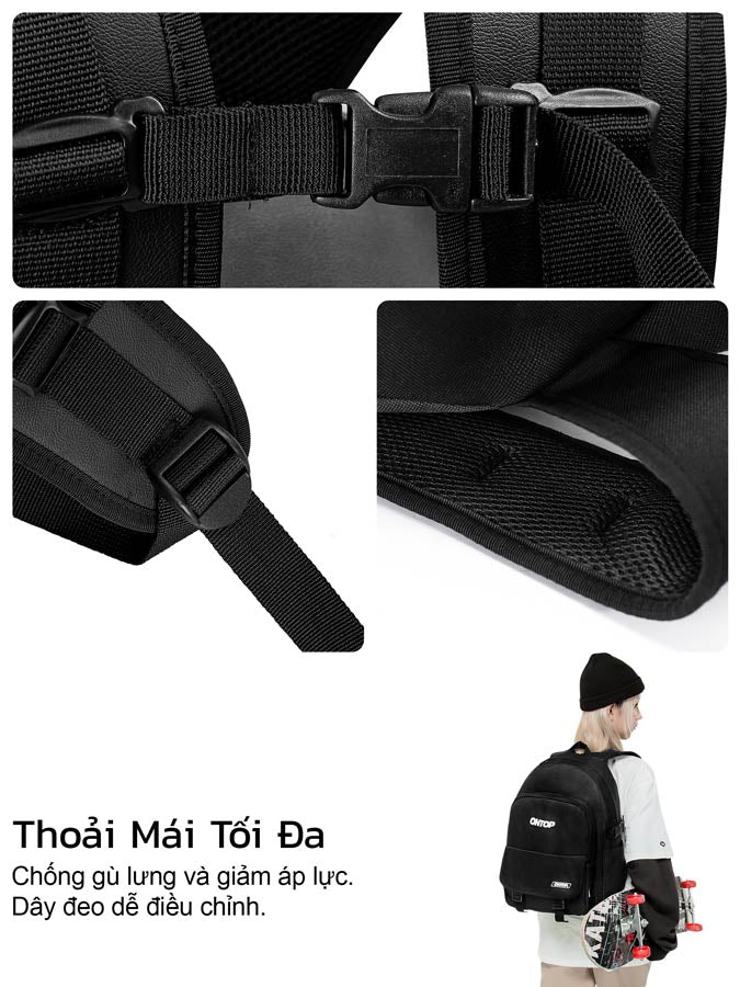 Black waist belt with adjustable straps and a person wearing it on a white background.