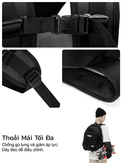 Black waist belt with adjustable straps and a person wearing it on a white background.