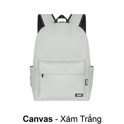 Gray backpack on a white background