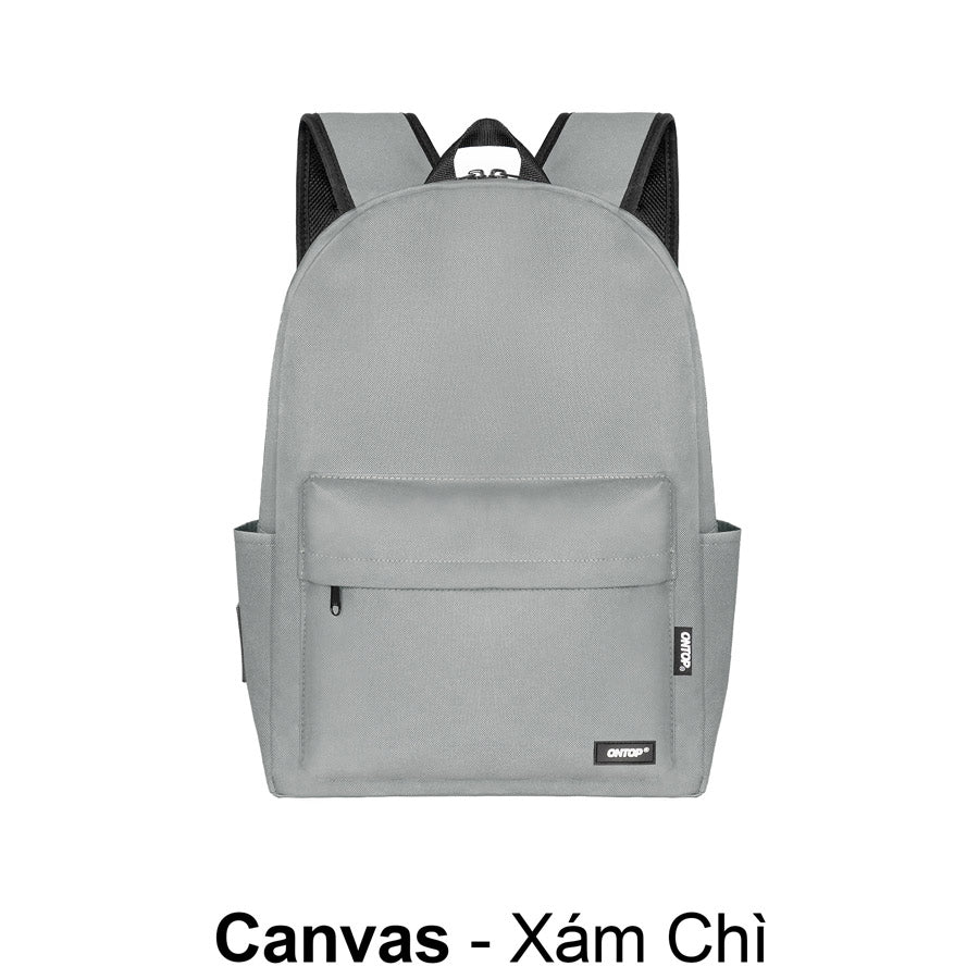 Gray backpack on a white background