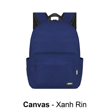 Blue backpack on a white background