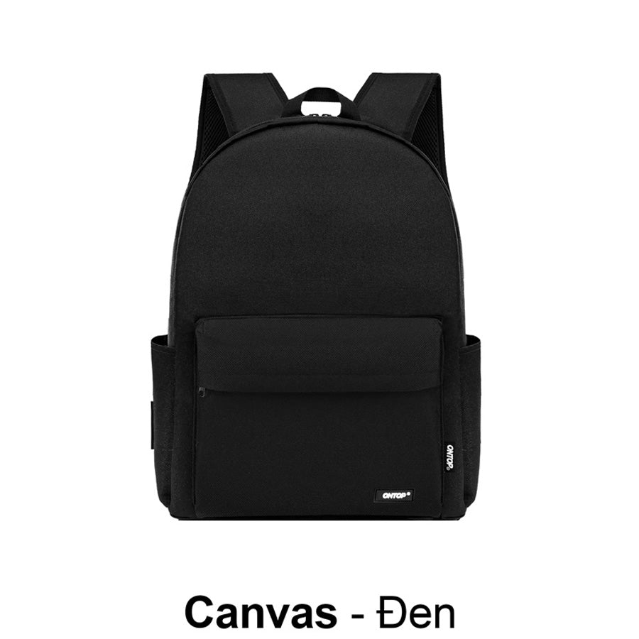Black backpack on a white background