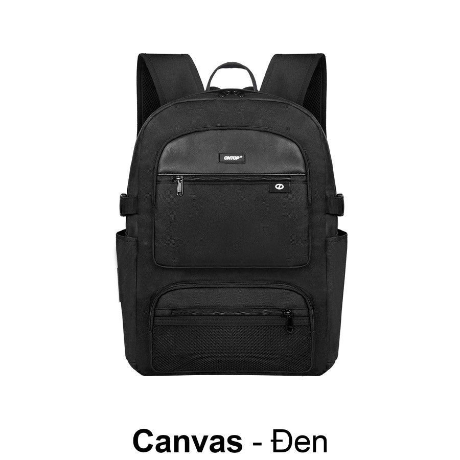 Black backpack on a white background