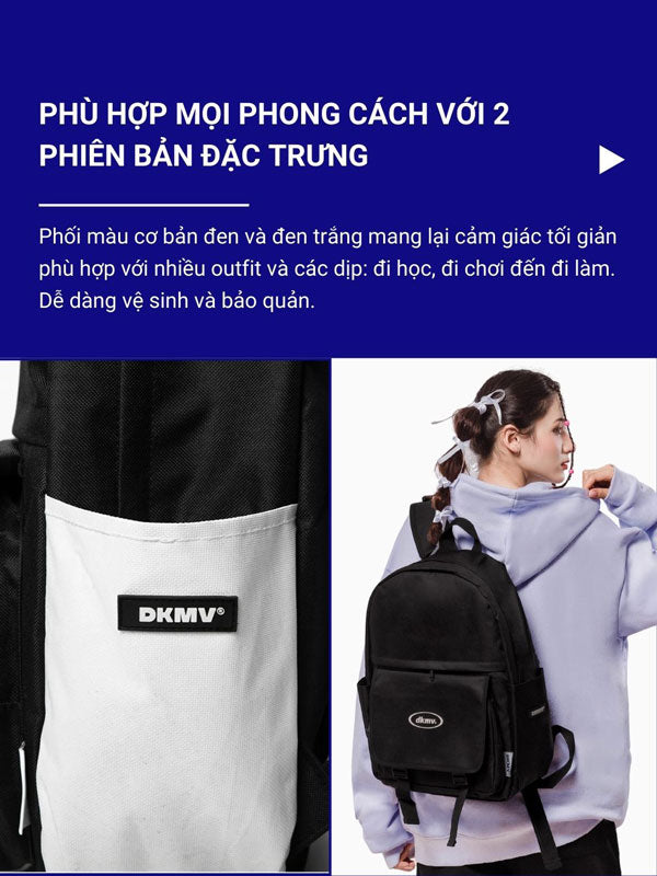 Black backpack with visible brand logo on a white background