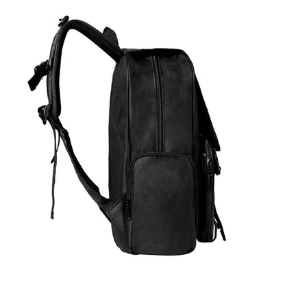 Black backpack on a white background