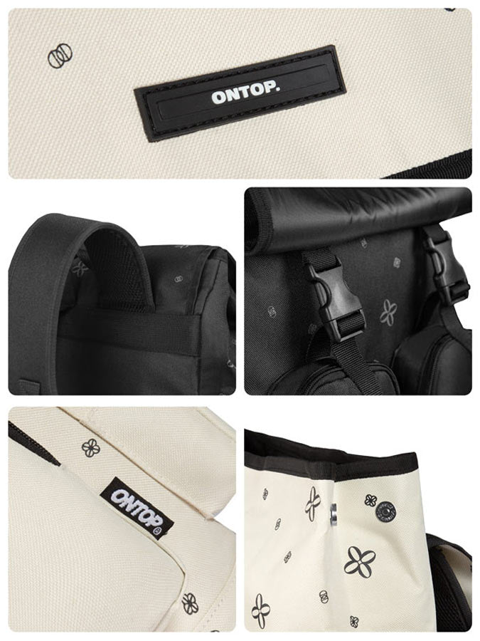 Collage of a product with 'ONTOP' branding, showing different angles and features.