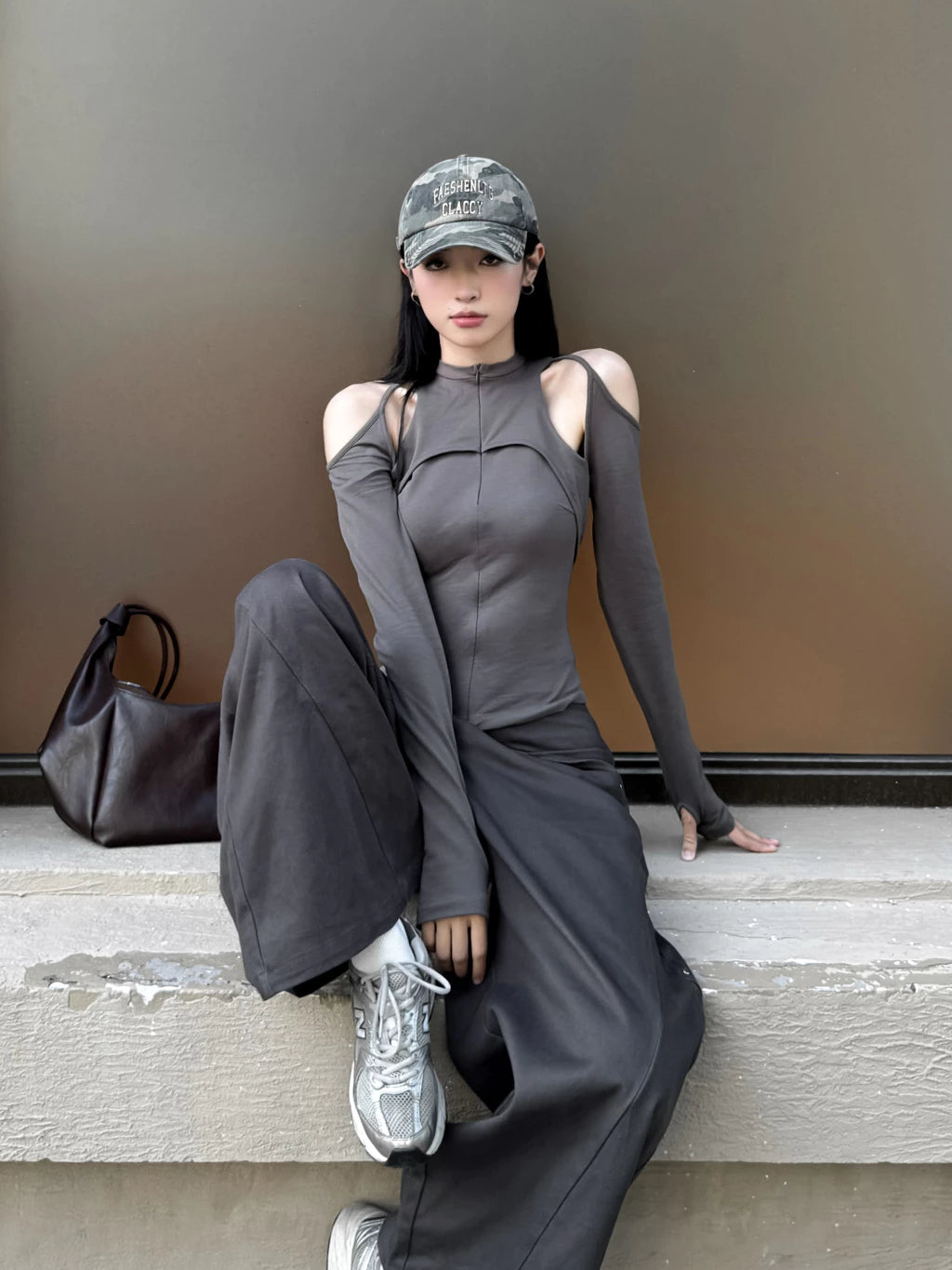 Caspian Long Sleeve Top - Grey