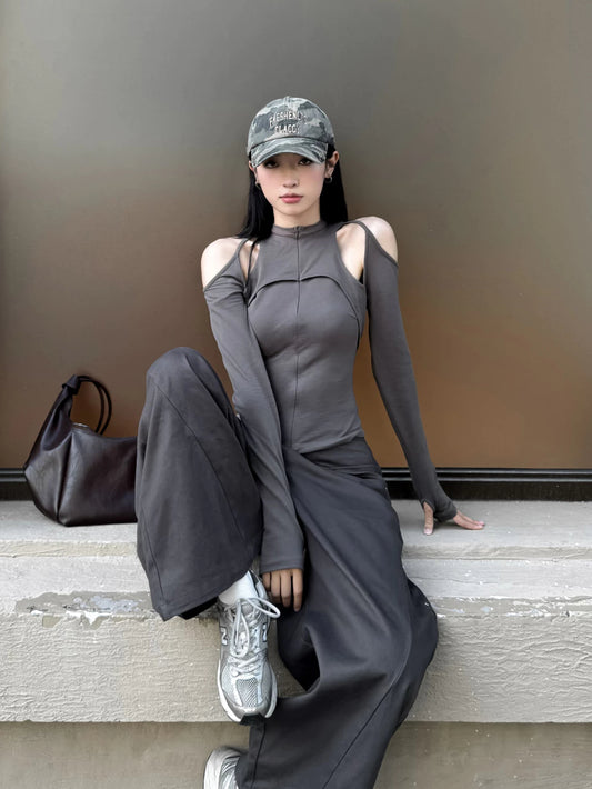 Caspian Long Sleeve Top - Grey