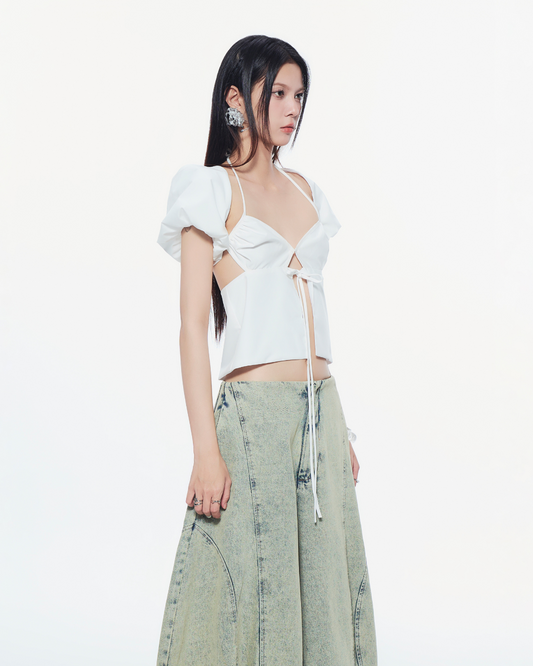 Minimalist sleeveless top for women – side profile

