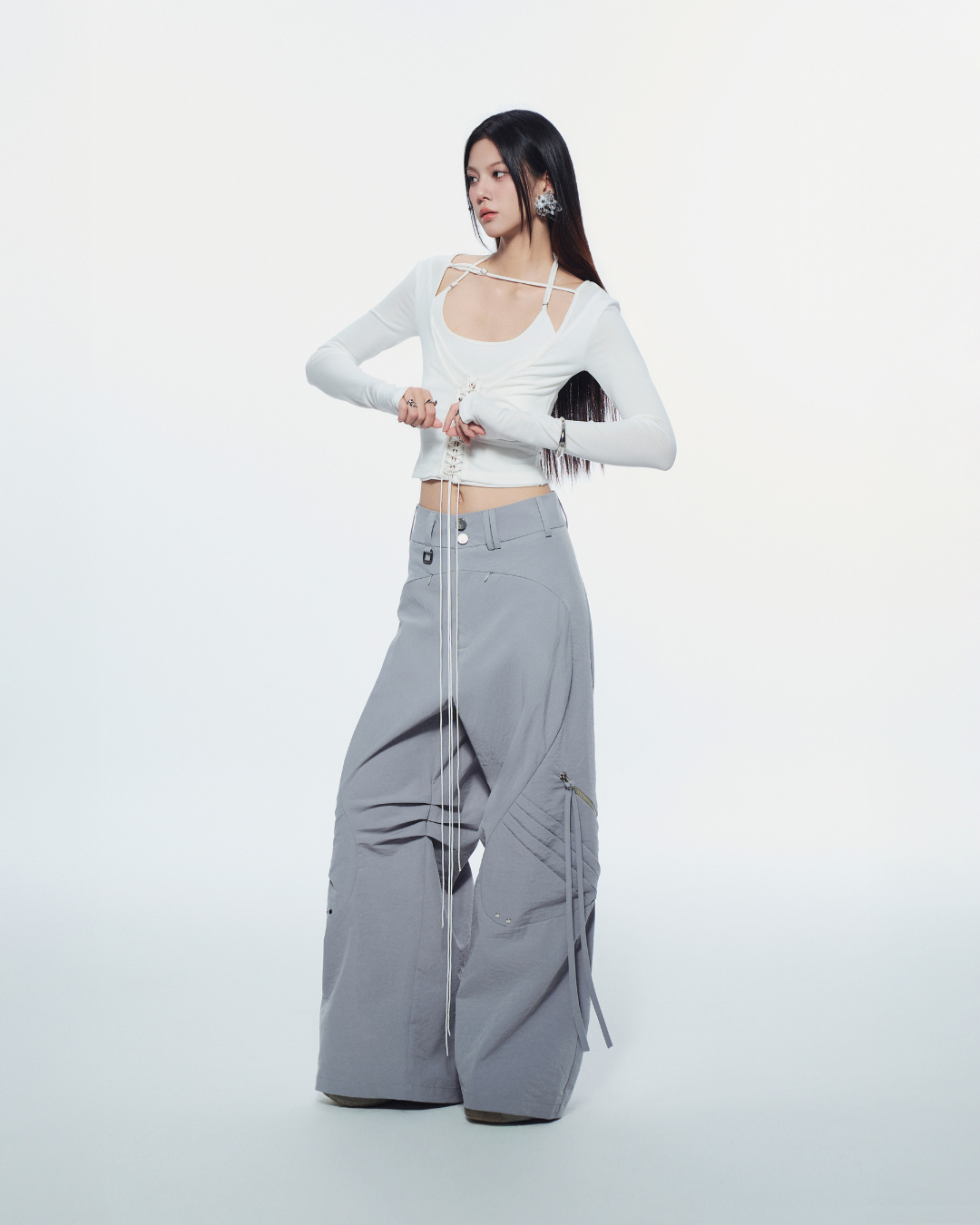 Korean-inspired feminine long sleeve shirt
