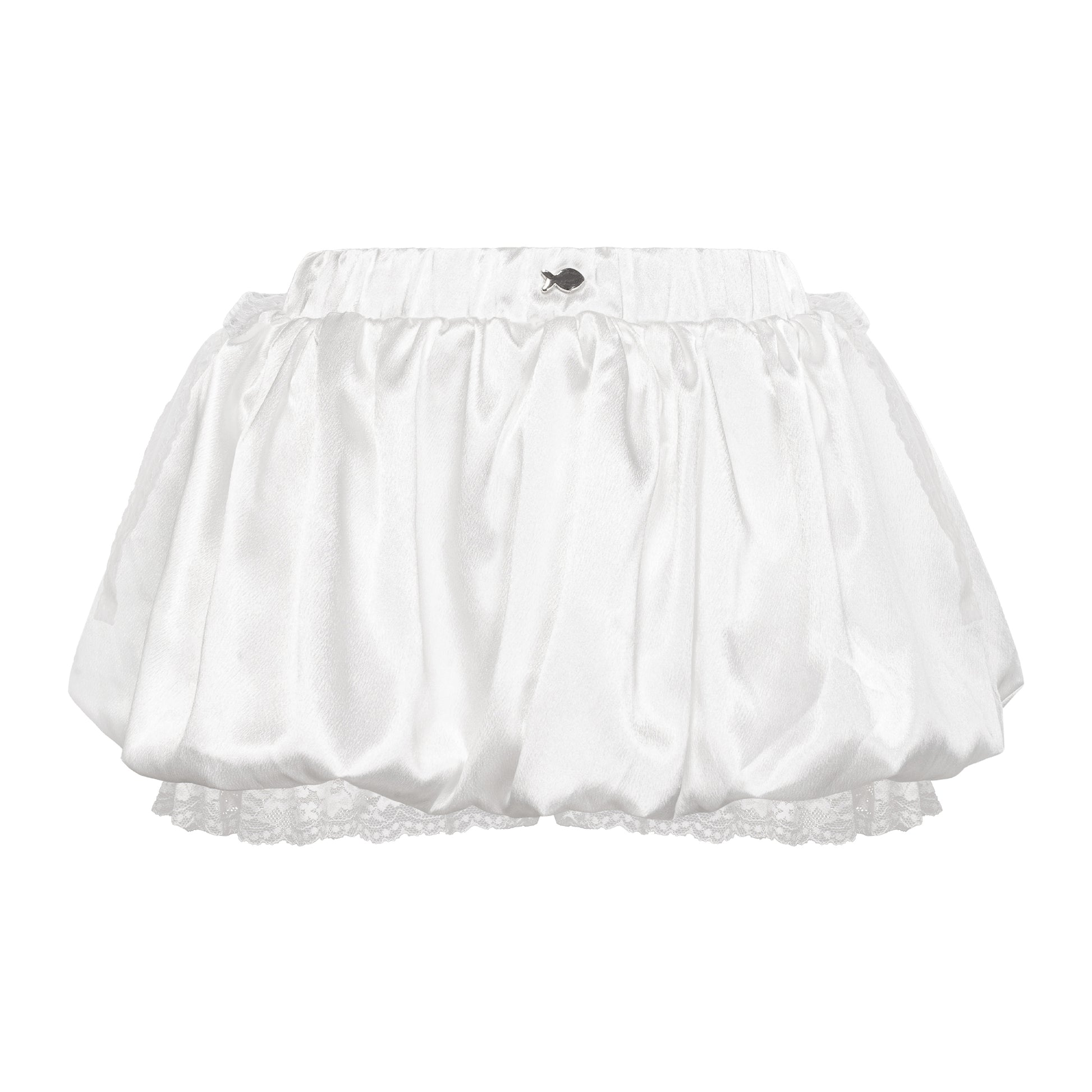 White petticoat with lace trim on a white background
