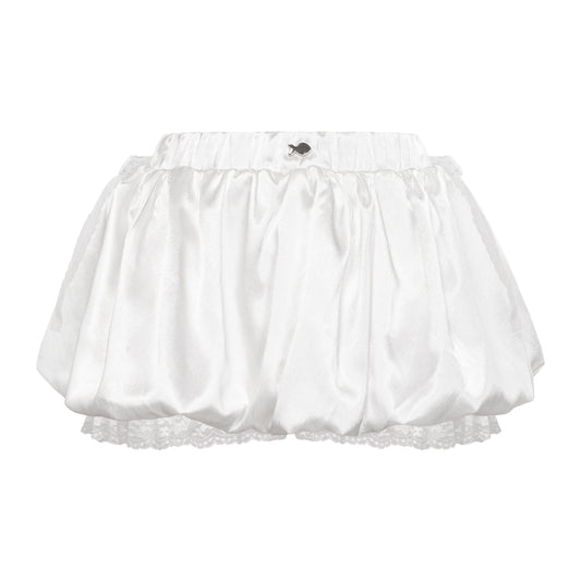 White petticoat with lace trim on a white background