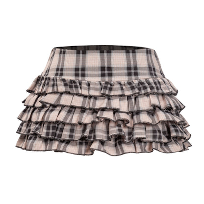 Plaid ruffled skirt on a white background