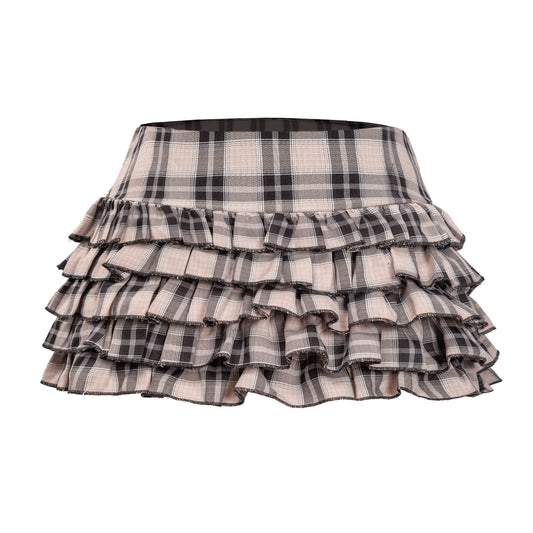 Plaid ruffled skirt on a white background