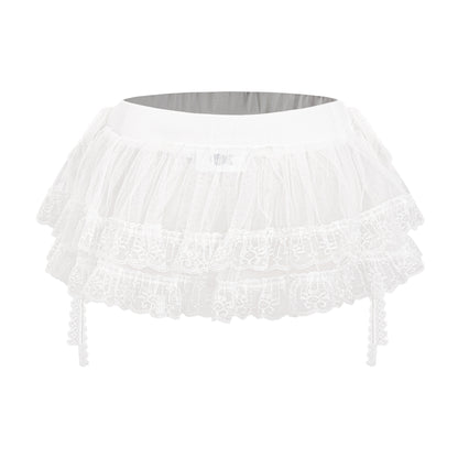 White petticoat with ruffled layers on a white background