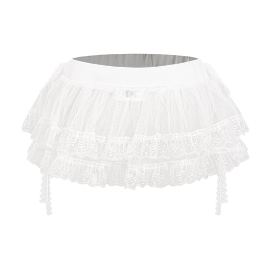 White petticoat with ruffled layers on a white background