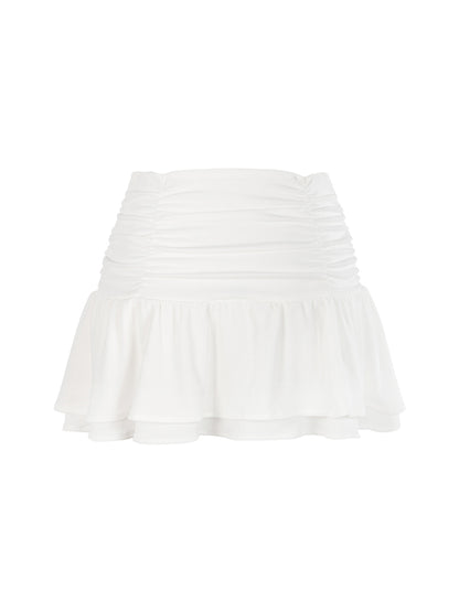 White pleated skirt on a white background