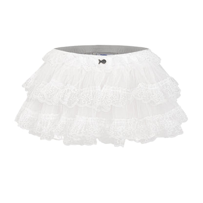 White petticoat with ruffled layers on a white background