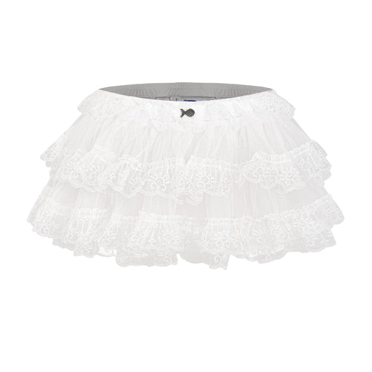 White petticoat with ruffled layers on a white background
