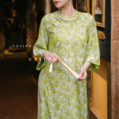 Thanh Chi Silk Brocade Ao Dai