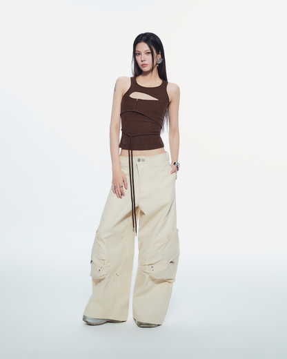 Minimalist high-neck brown tank top – Bunnyhill Concept