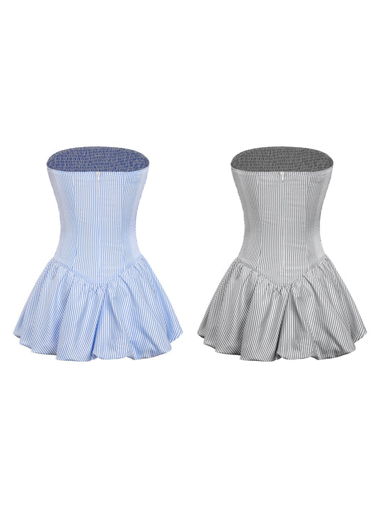 Two waist training corsets, one blue and one gray, on a white background.