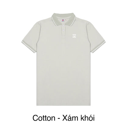 Light gray polo shirt with a small logo on a white background