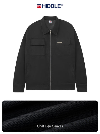 Black jacket with Hiddle logo on a white background