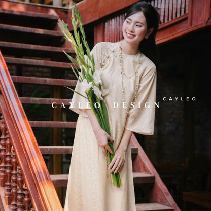 Thanh Chi Silk Brocade Ao Dai