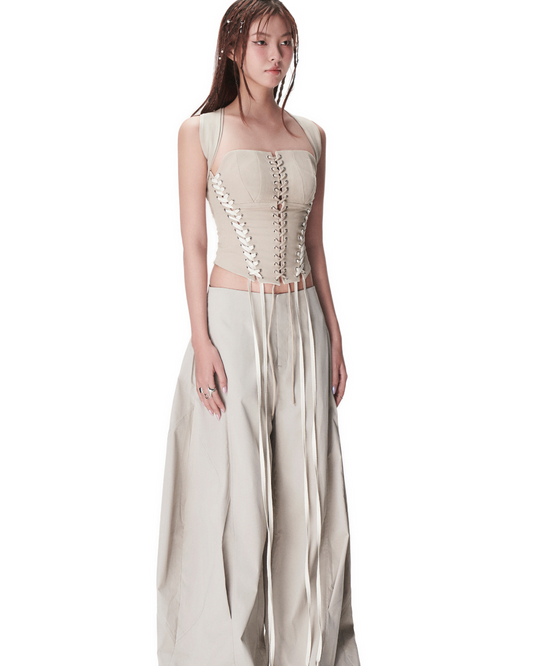 Bunnyhill high-rise cropped cream trousers – minimalist look