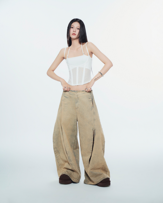 Sheer white mesh long sleeve top – Bunnyhill Concept