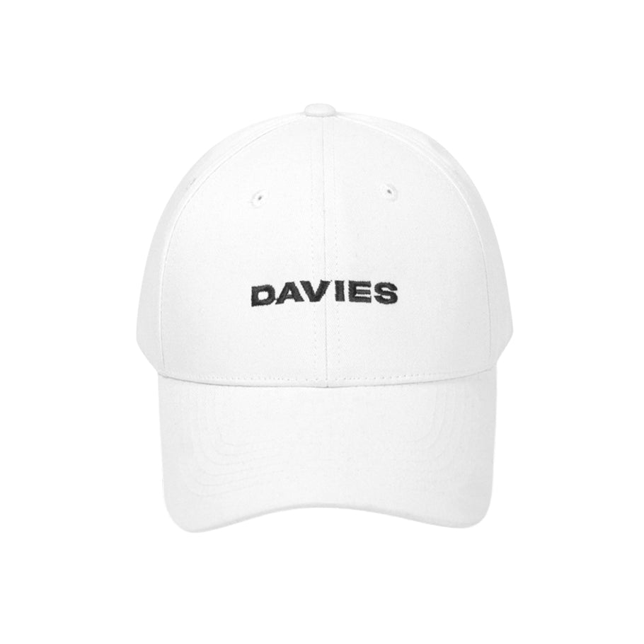 White cap with 'DAVIES' logo on a white background