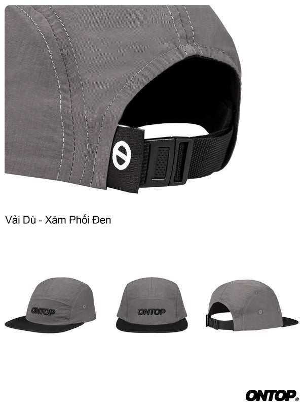 Gray cap with black strap and ONTOP logo on a white background