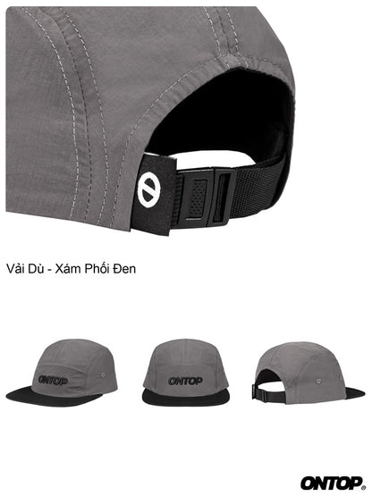 Gray cap with black strap and ONTOP logo on a white background