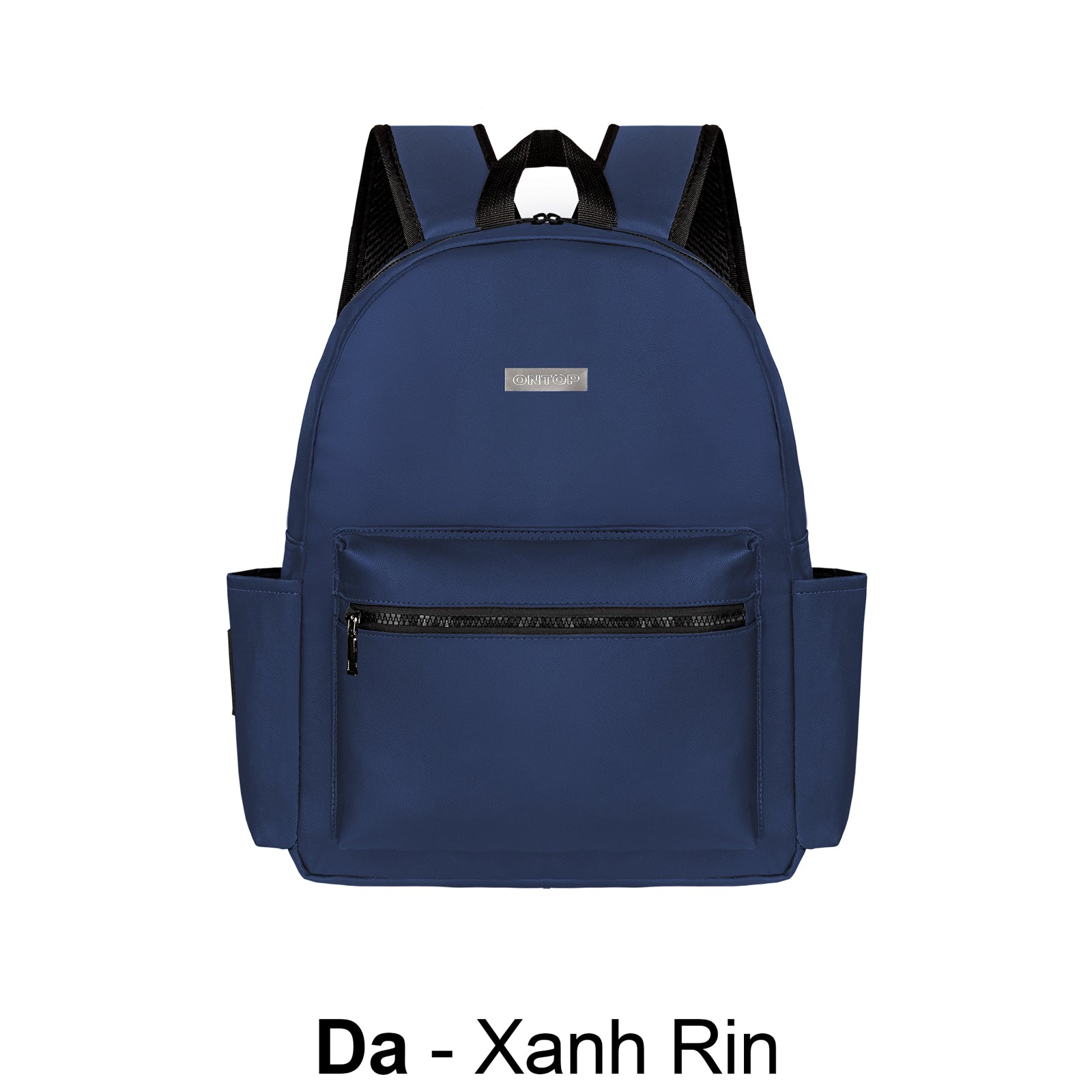 Blue backpack with a visible brand label on a white background