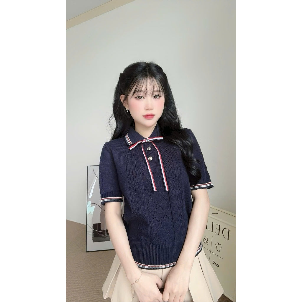 Ribbon Knit Polo